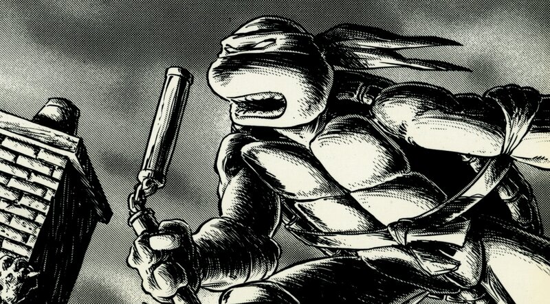 Turtle Warrior with Nunchucks — Black, Dramatic