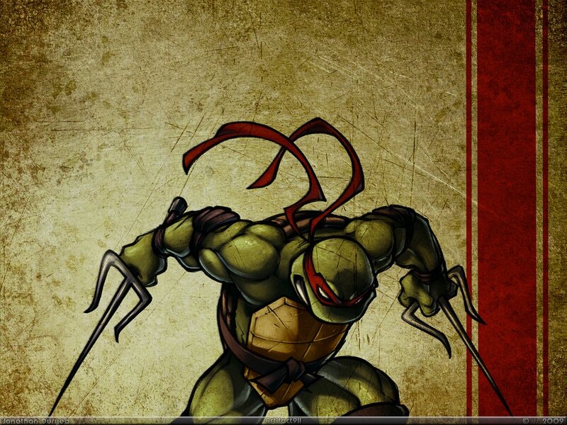 Turtle Warrior with Nunchucks — Green, Dramatic, Digital Art, Red Bandana