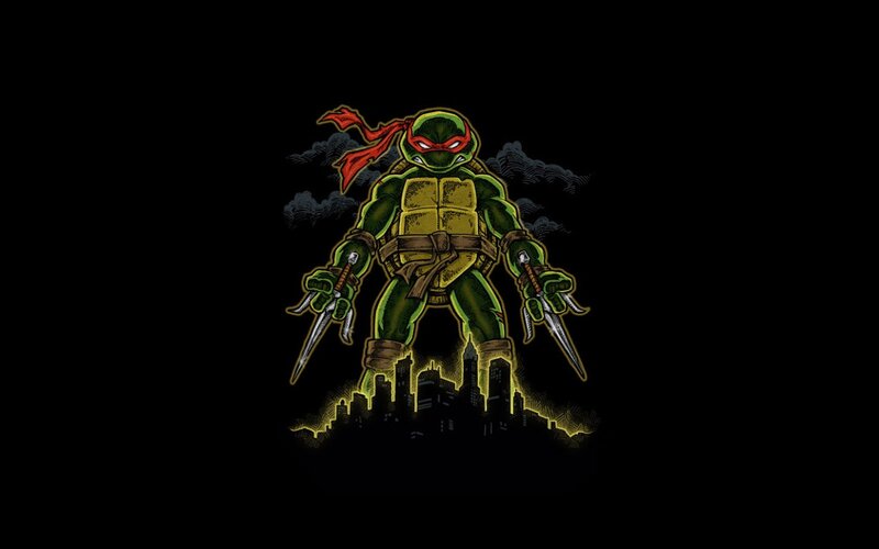 Turtle Warrior with Nunchucks — Green, Dramatic, Night, Digital Art