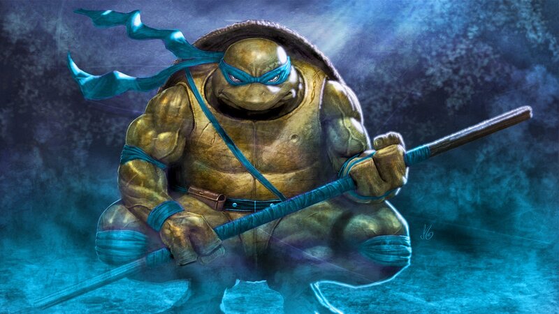 Turtle Warrior with Staff — Blue