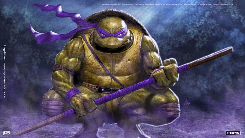 Turtle Warrior with Staff — Purple, Dramatic