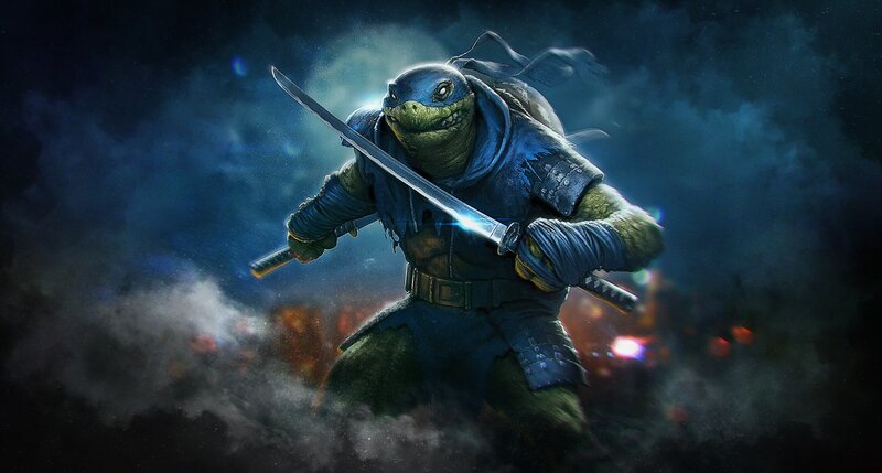 Turtle Warrior with Sword — Blue