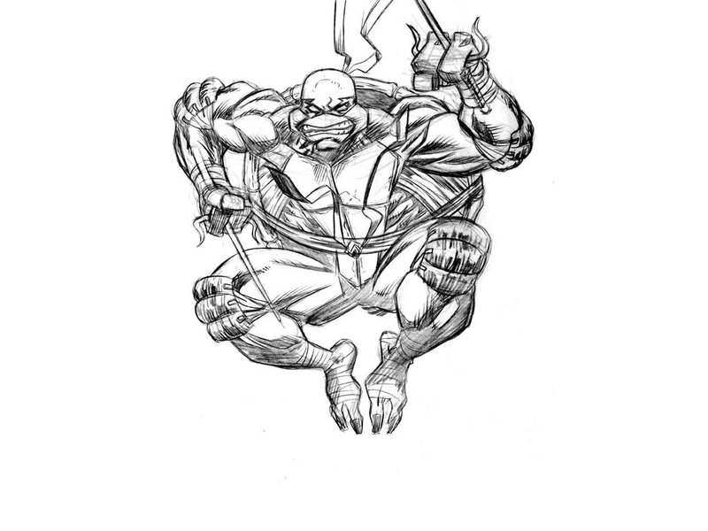 Turtle Warrior with Swords — Black, Aggressive
