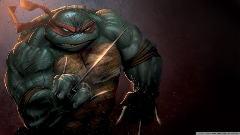 Turtle Warrior with Swords — Green, Dramatic, Digital Art, Bandana, Shell