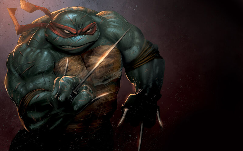 Turtle Warrior with Swords — Green, Dramatic
