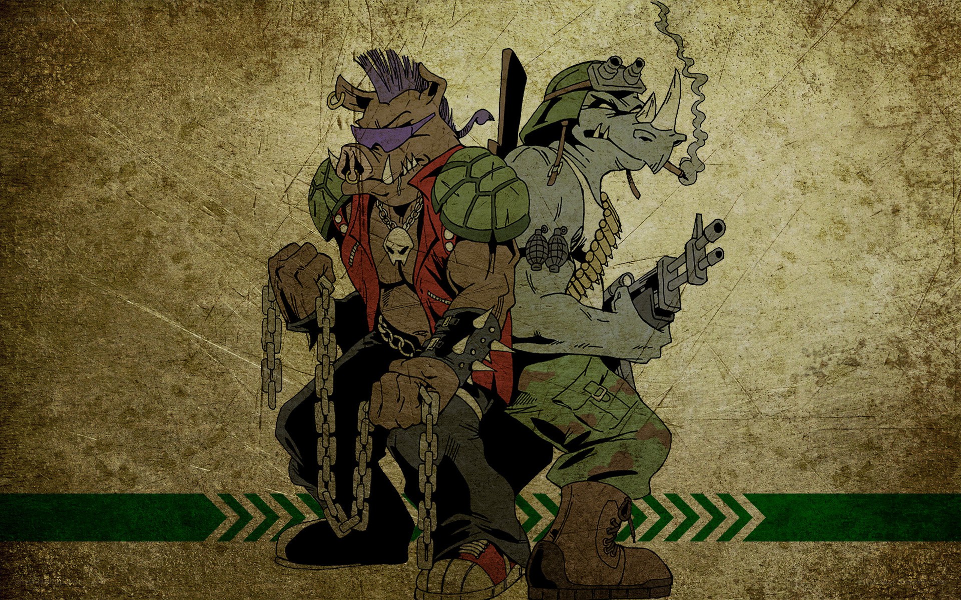 Turtle warriors with weapons