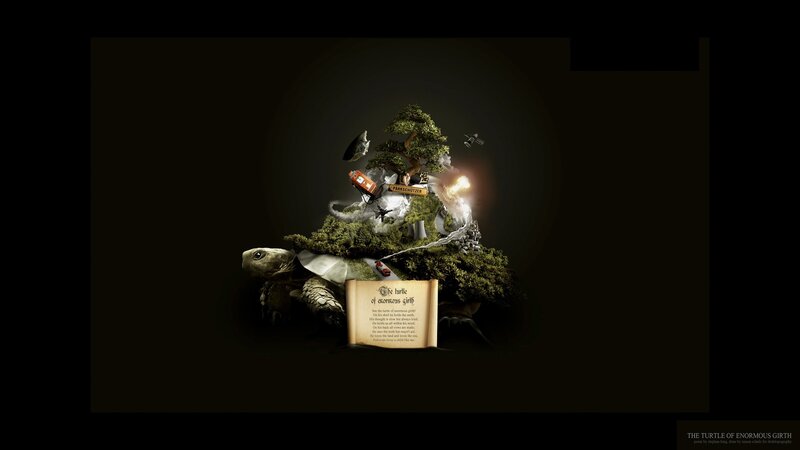 Turtle with Miniature World — Black