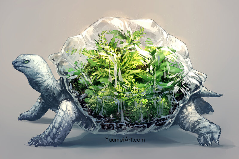 Turtle with Plant Terrarium