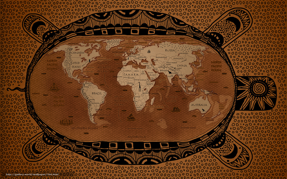Turtle World Map Art