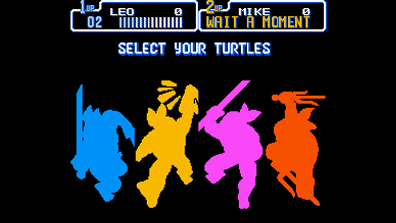 Turtles character selection screen