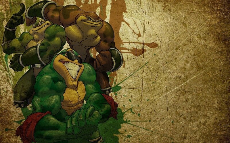 Turtles in a gritty art style