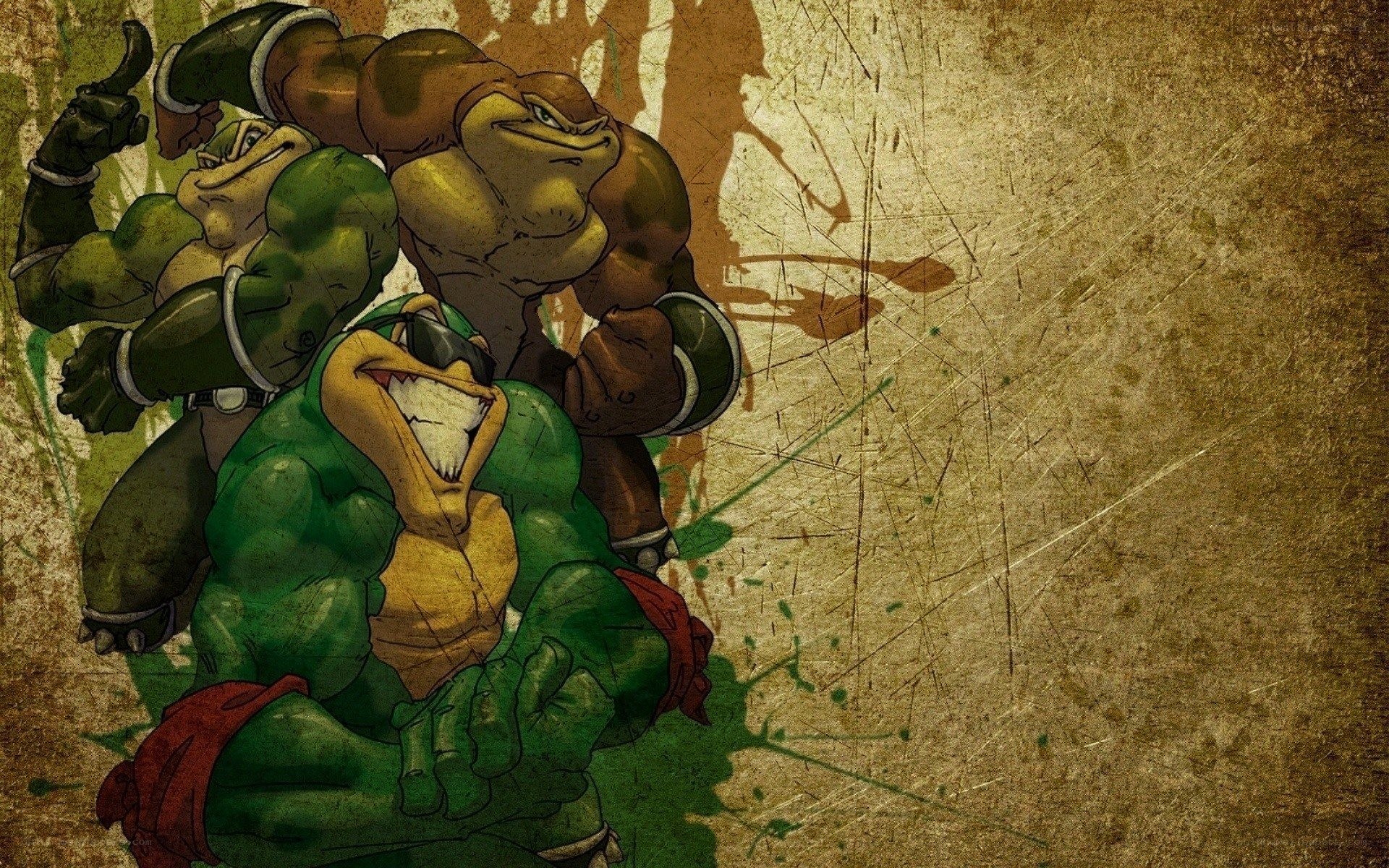 Turtles in a gritty art style