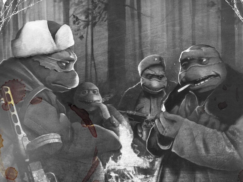 Turtles in Military Gear — Black, Gritty, Illustration