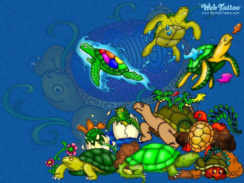 turtles in underwater scene