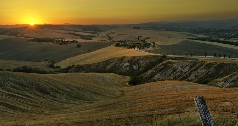 Tuscan Countryside at Sunset — Golden