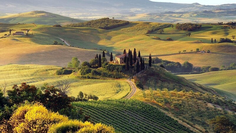 Tuscan Countryside — Green, Serene, Afternoon, Photograph, Hills