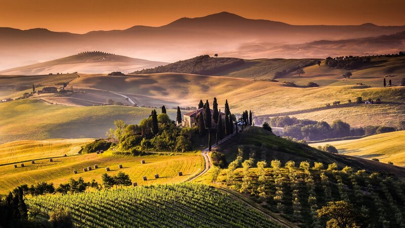 Tuscan Countryside Landscape — Orange