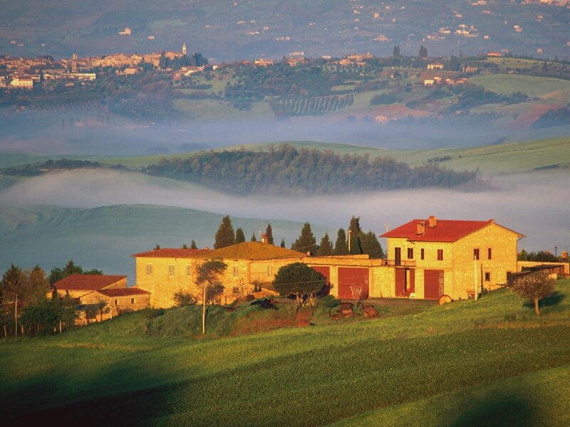 Tuscan farm at dawn