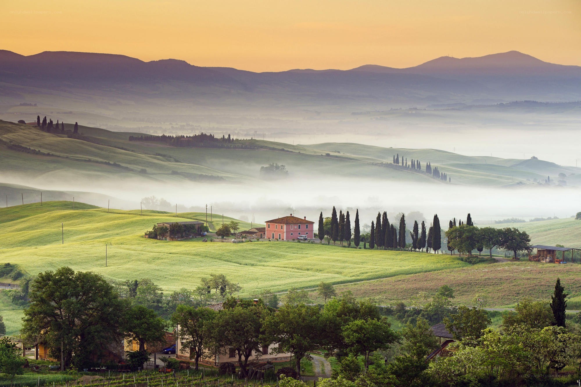 Tuscan hills at dawn