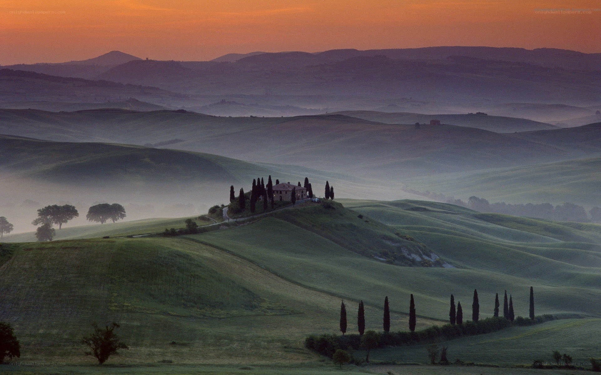 Tuscan hills at dawn