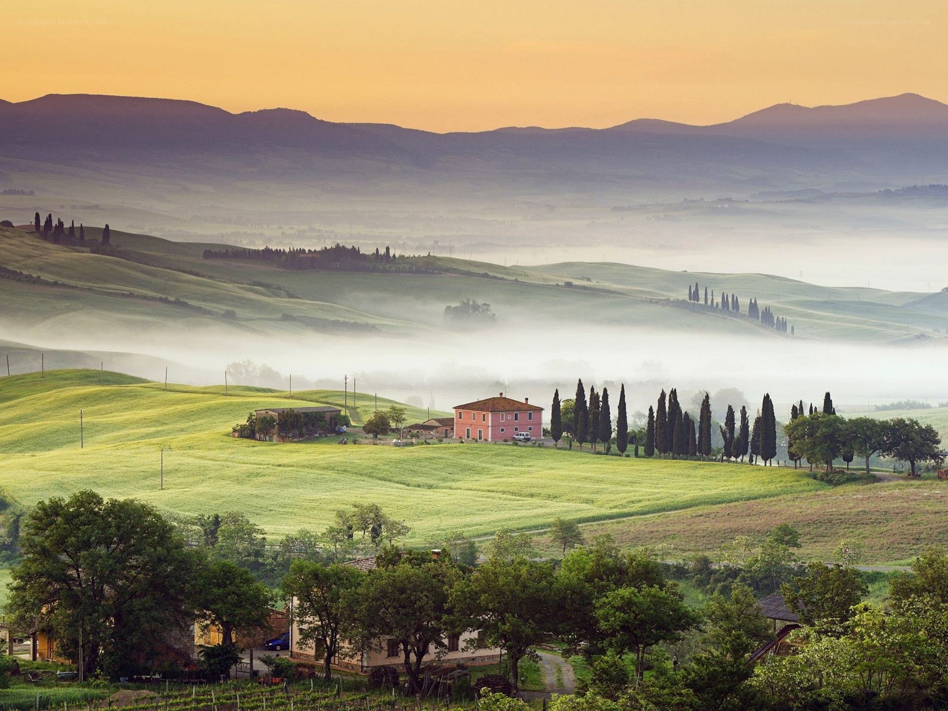 Tuscan hills at dawn
