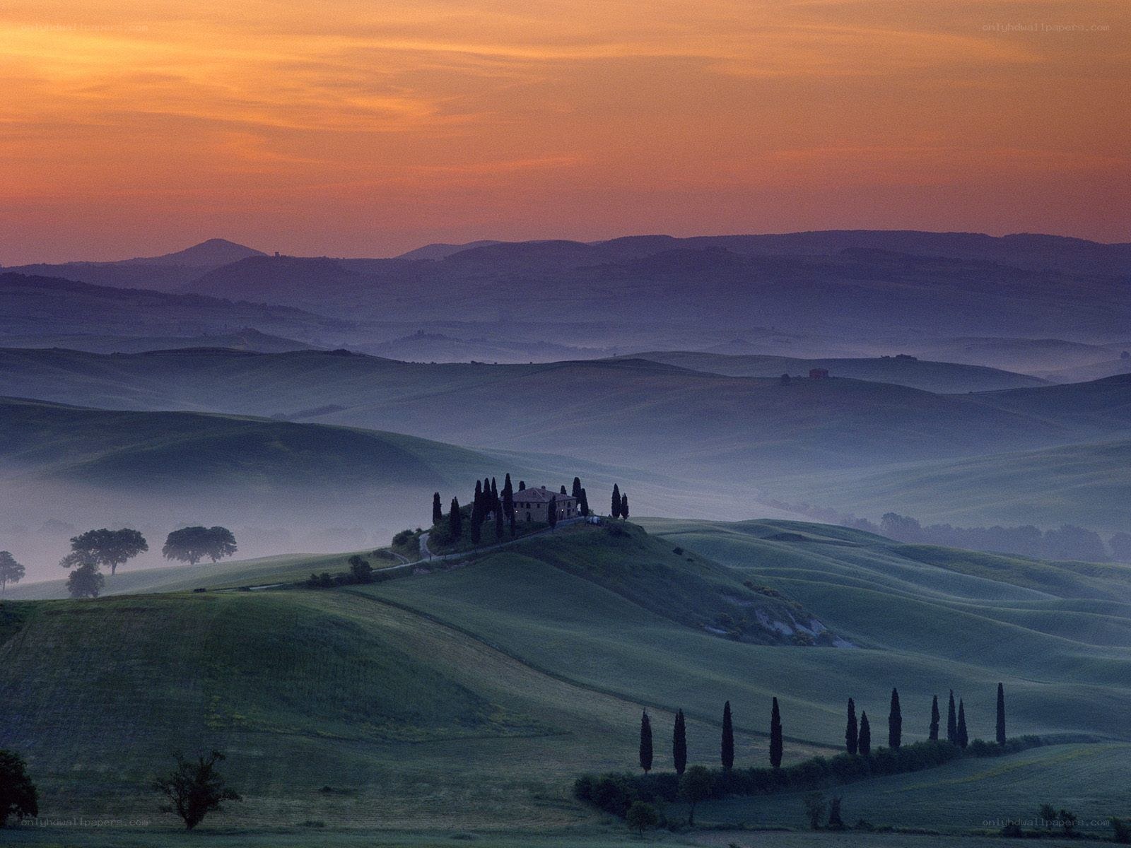 Tuscan hills at dawn