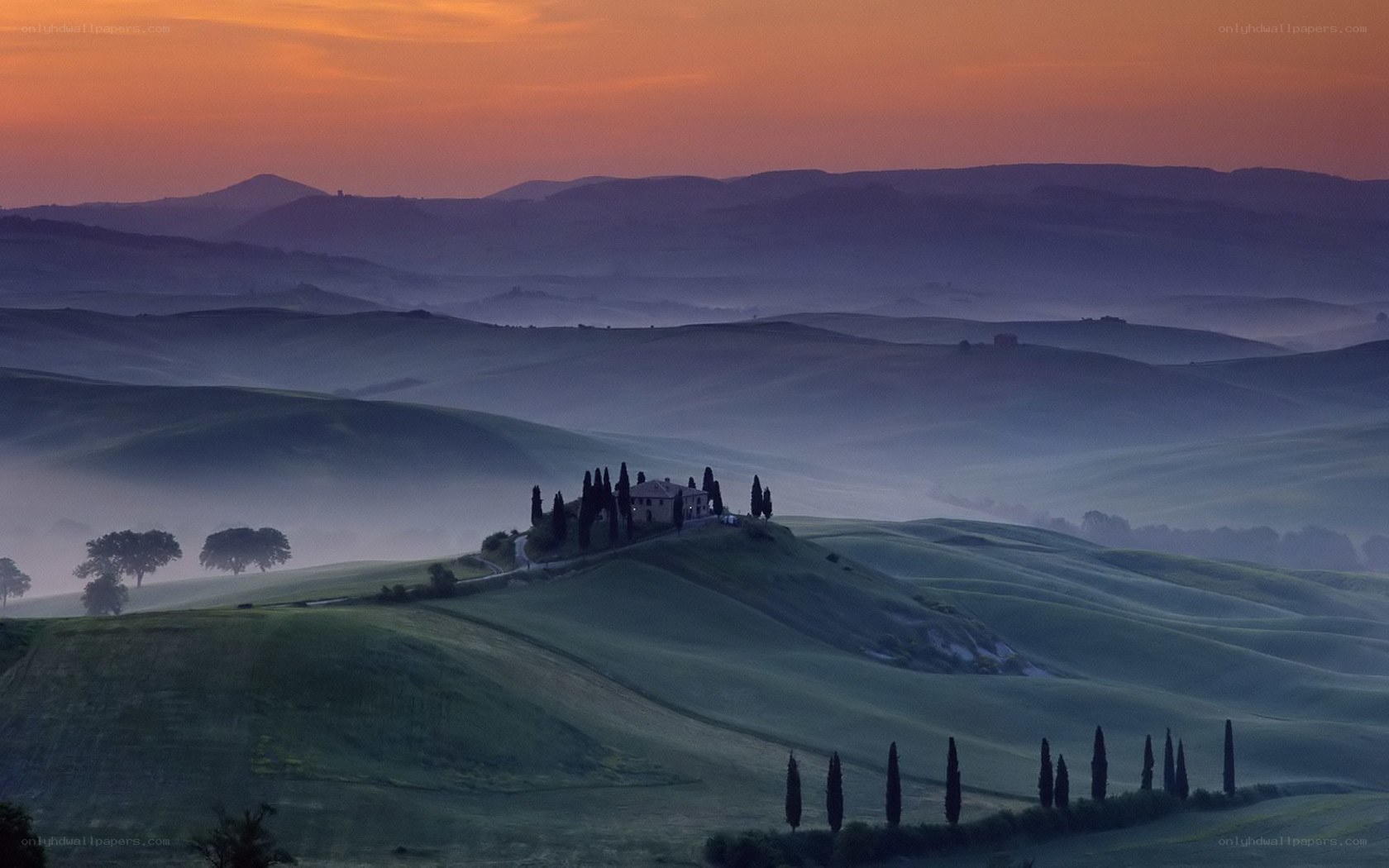 Tuscan hills at dawn
