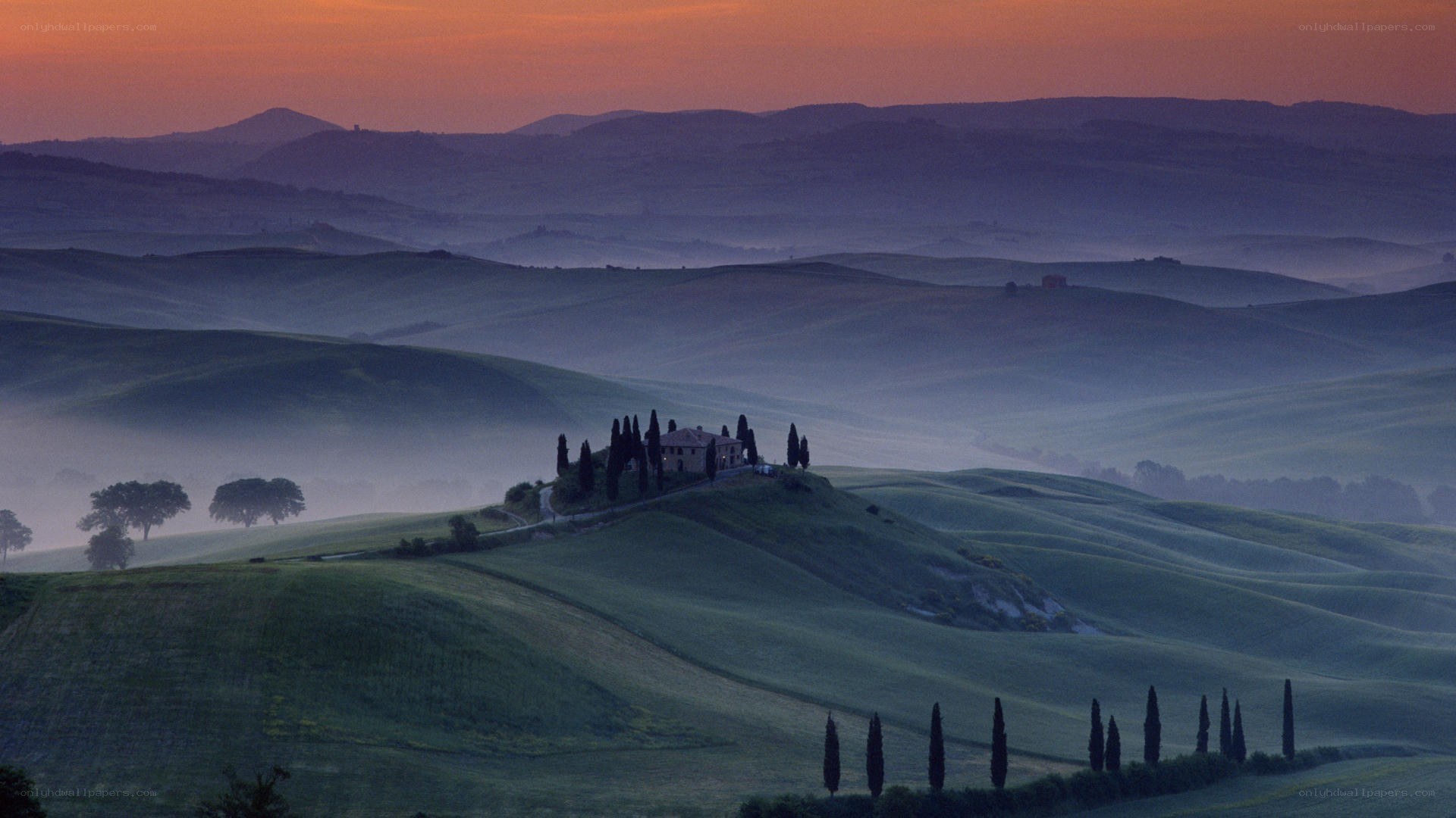 Tuscan hills at dawn