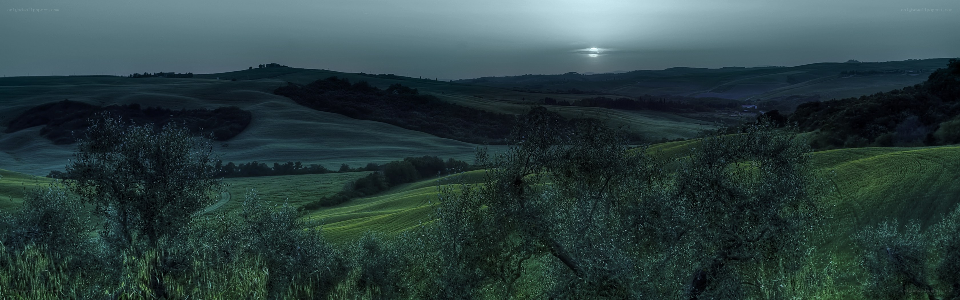 Tuscan hills at dusk