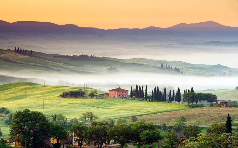 Tuscan hills at sunrise