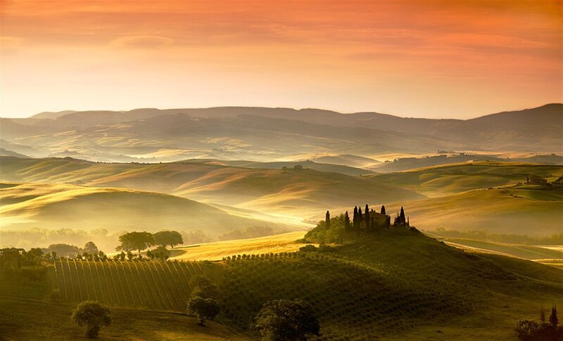 Tuscan hills at sunrise