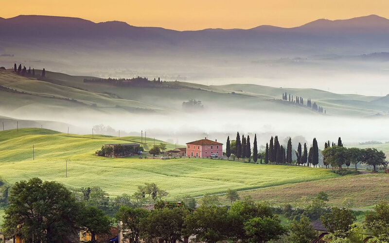 Tuscan hills at sunrise