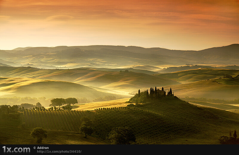 Tuscan hills at sunrise