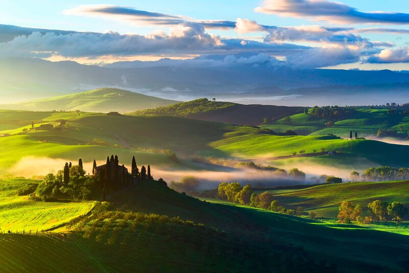 Tuscan Hills at Sunrise — Green