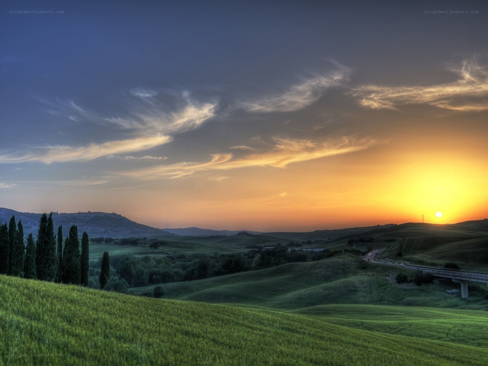 Tuscan hills at sunset