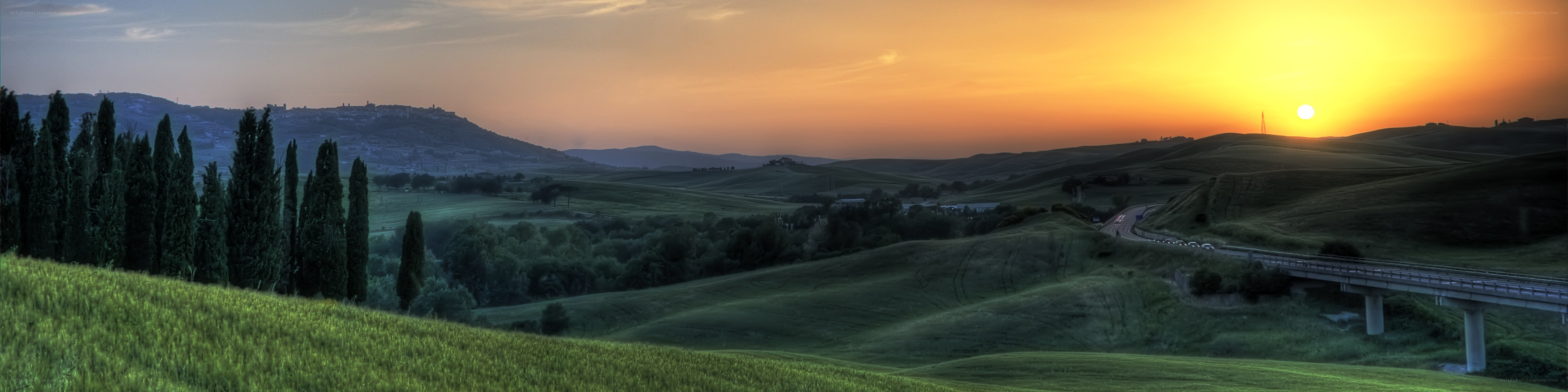 Tuscan hills at sunset