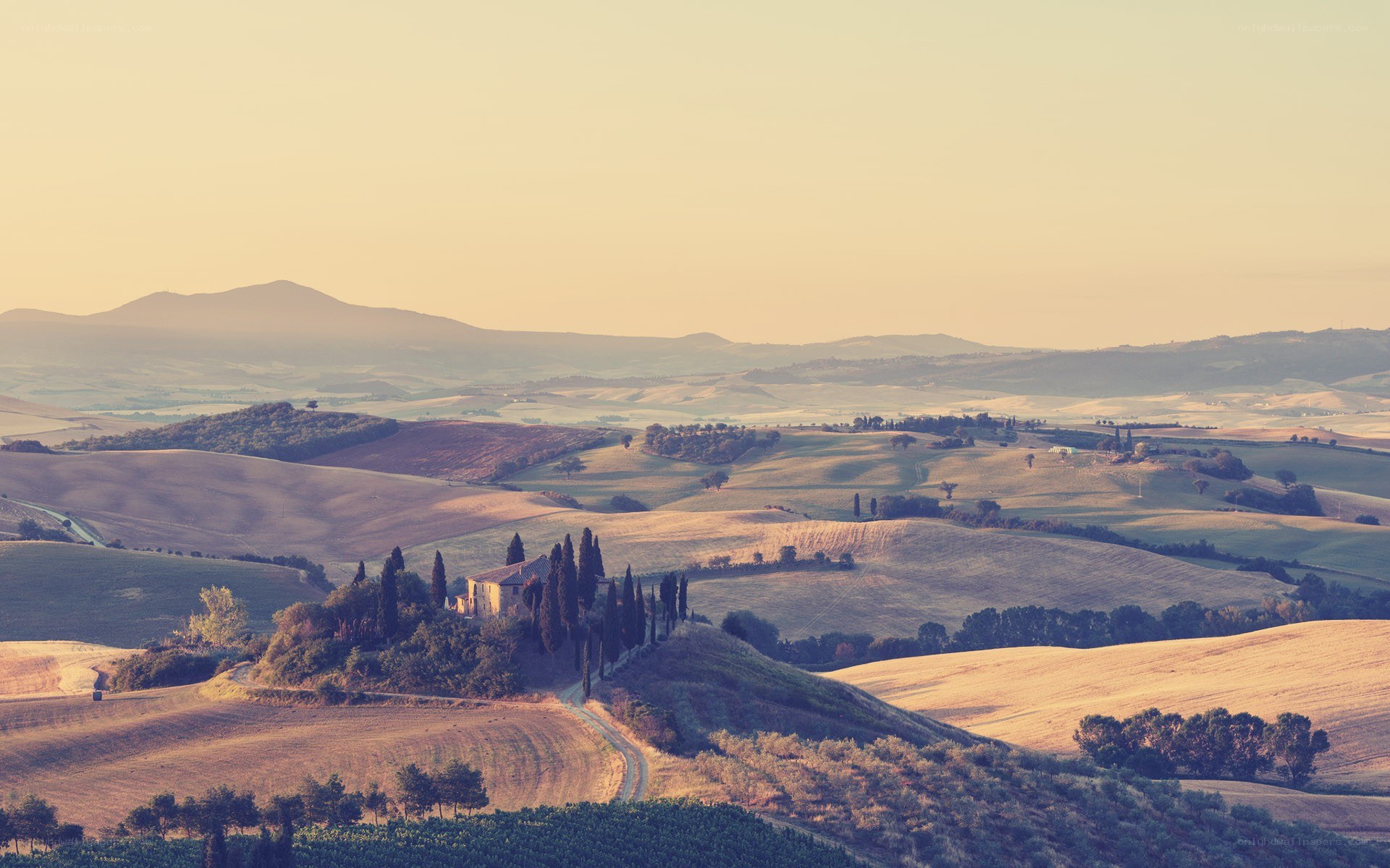 Tuscan hills at sunset