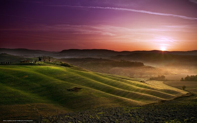 Tuscan hills at sunset