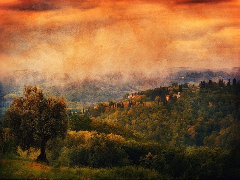 Tuscan Hills at Sunset — Orange
