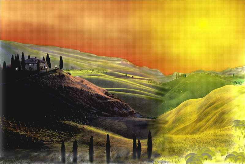 Tuscan Hills at Sunset — Yellow