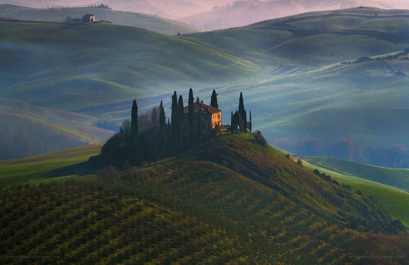 Tuscan hillside villa at dawn