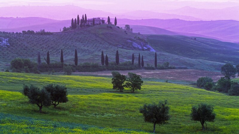 Tuscan landscape at dusk