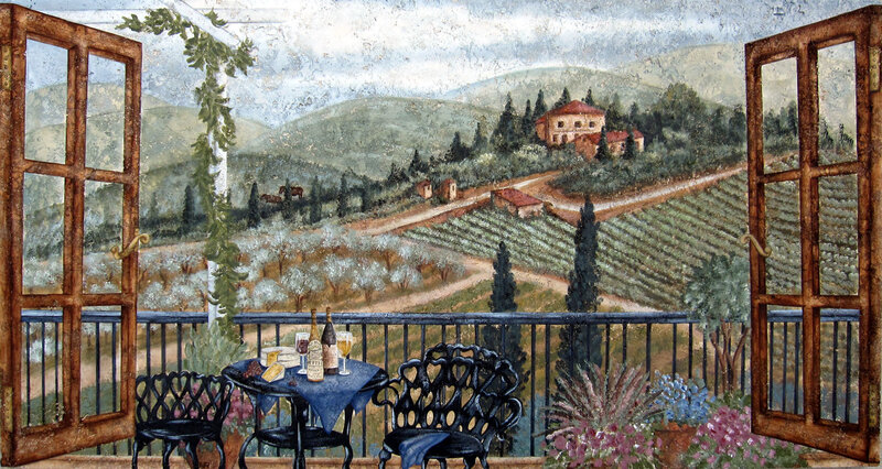 Tuscan landscape mural