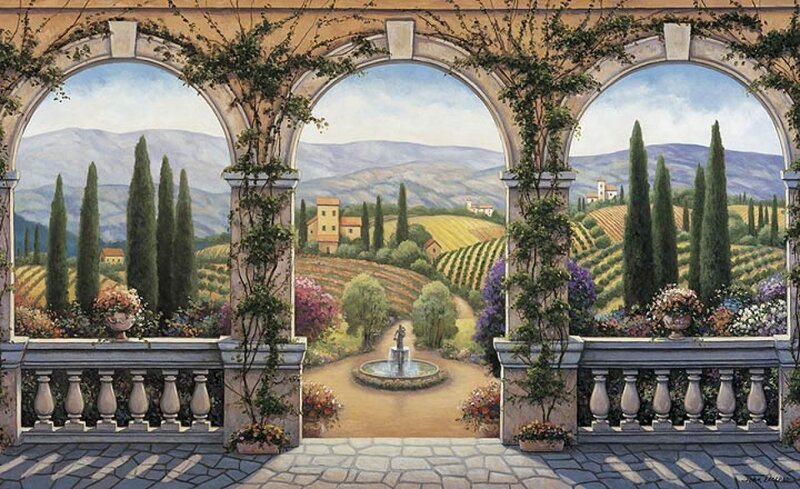 Tuscan Landscape View — Green, Serene