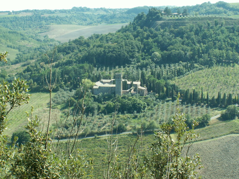 Tuscan landscape with abbey