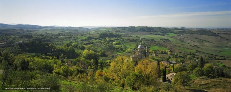 Tuscan landscape with church