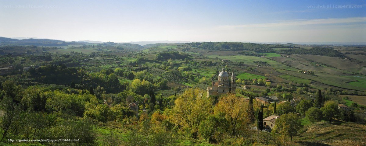 Tuscan landscape with church