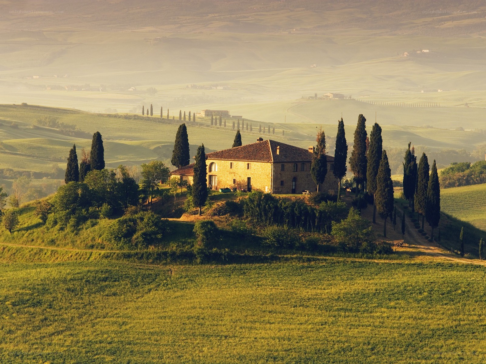 Tuscan villa at sunrise