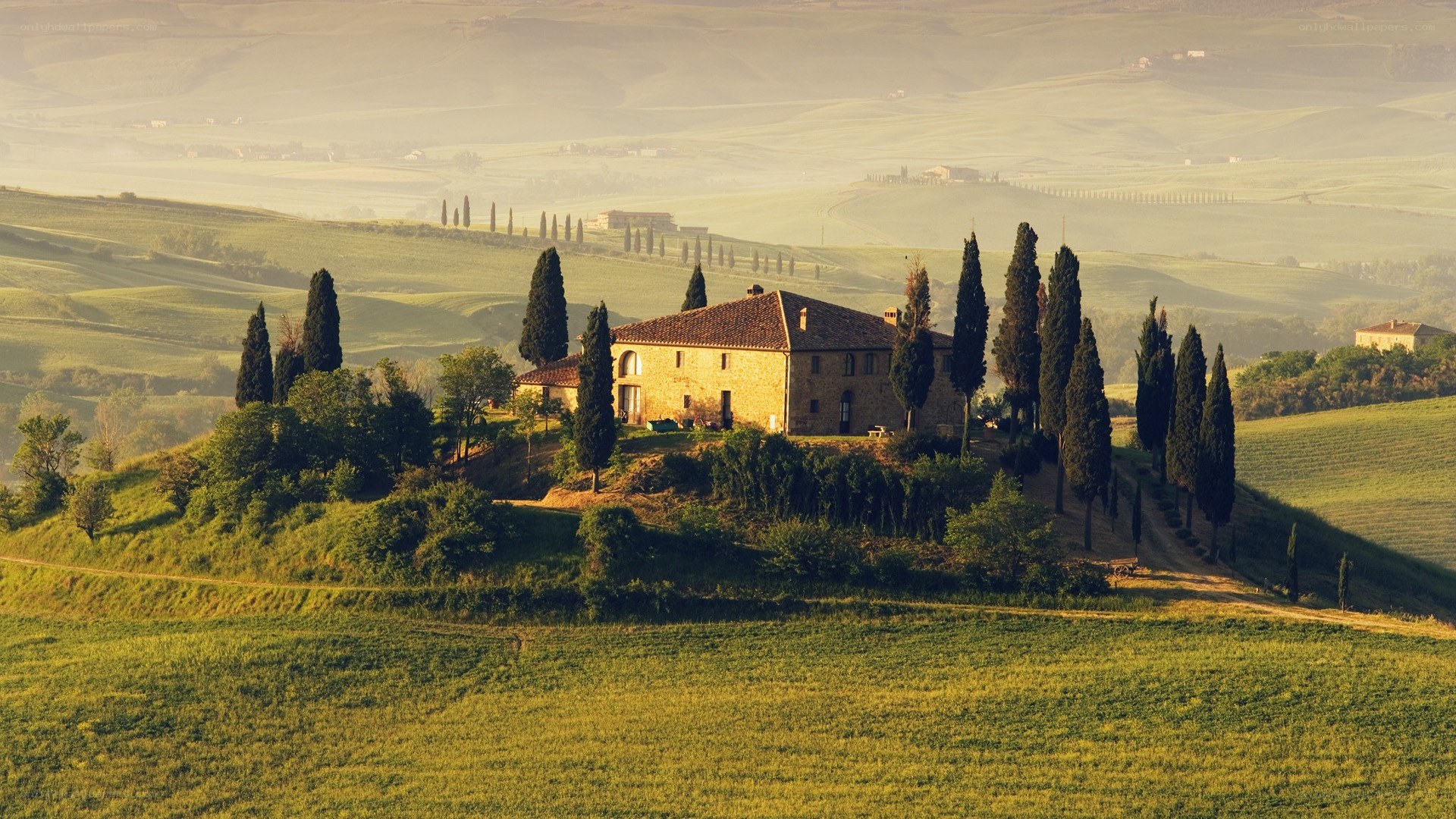 Tuscan villa at sunrise