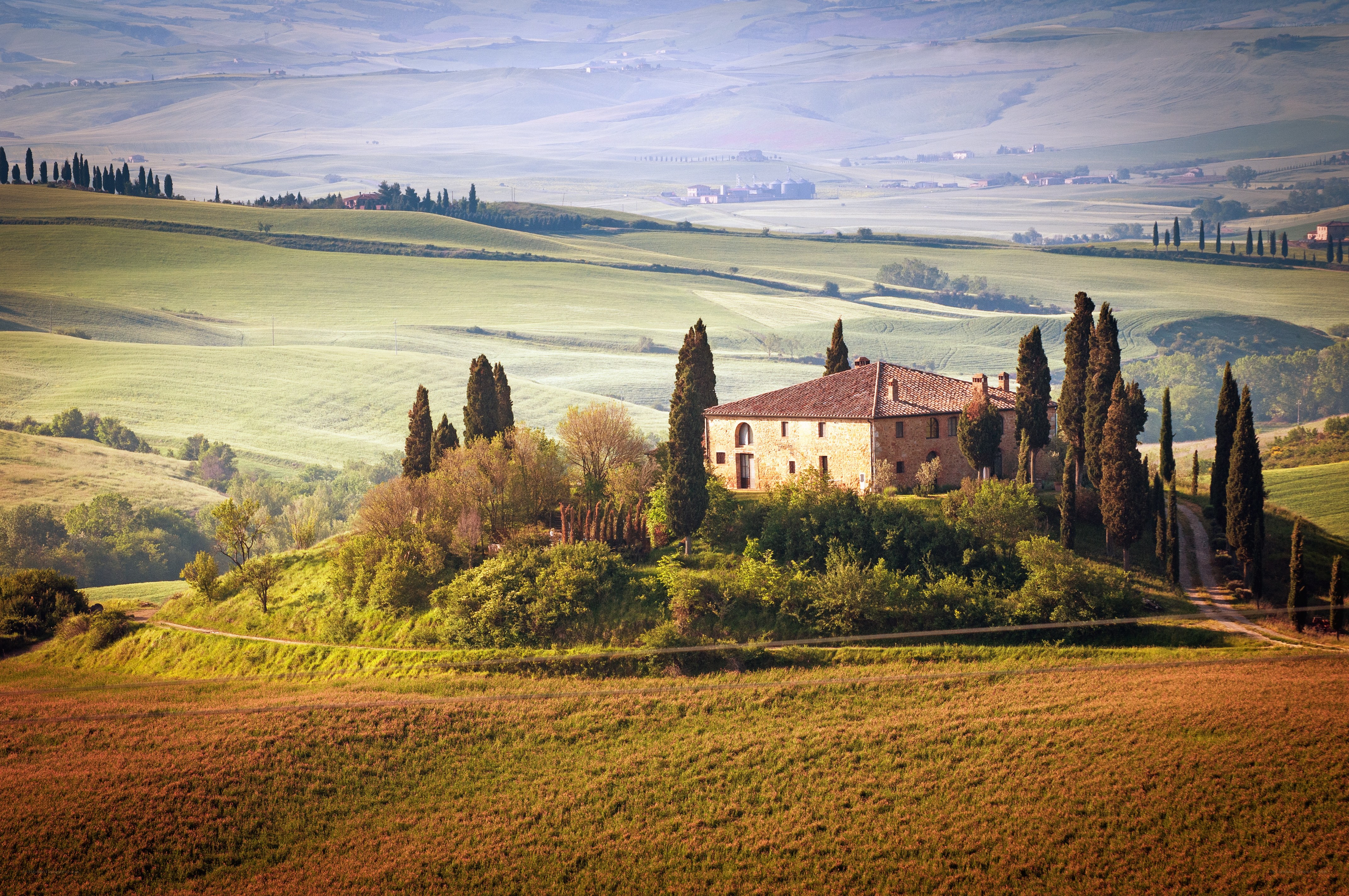 Tuscan villa in rolling hills